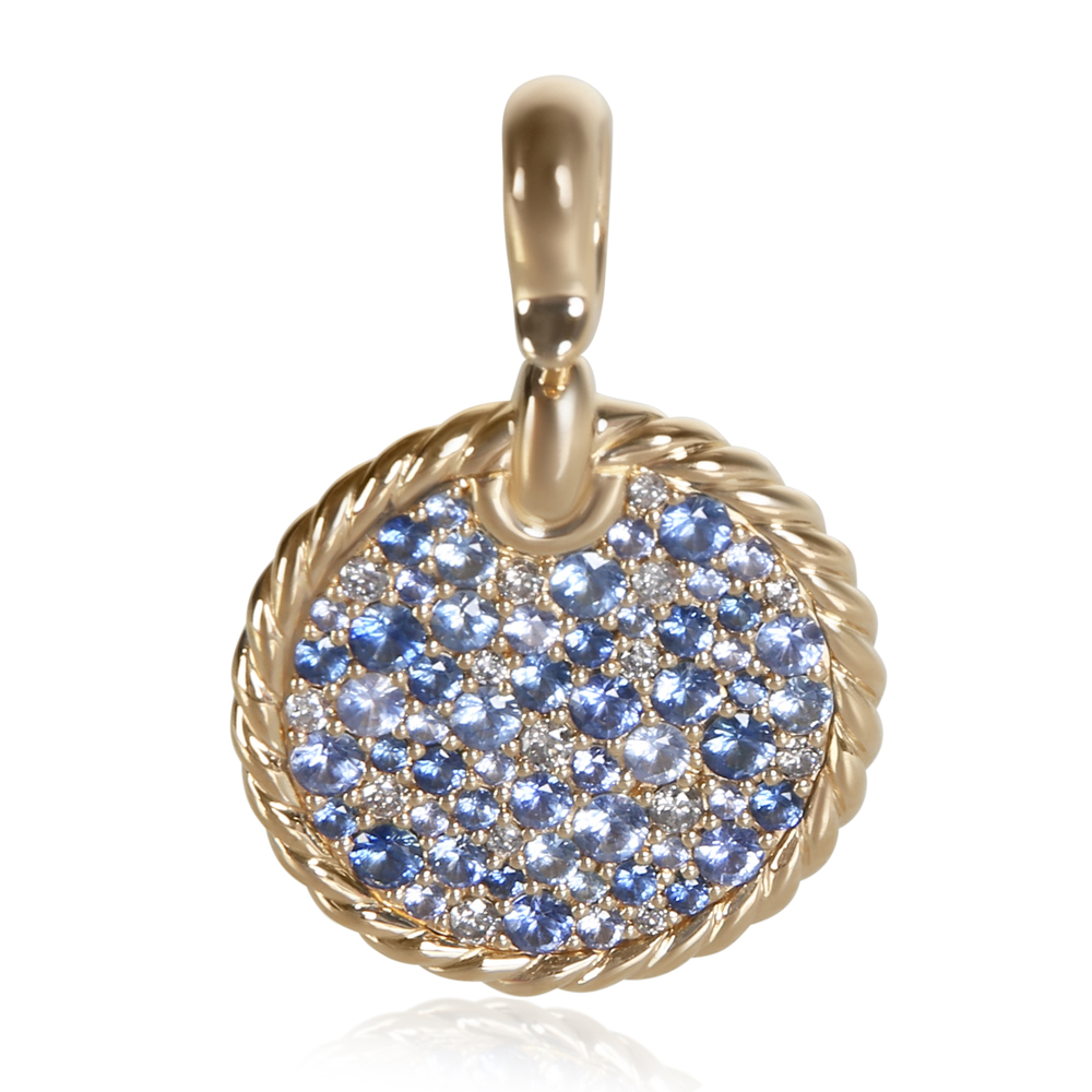 David Yurman Yellow Gold Sapphire and Diamond Elements Disc Pendant
